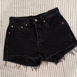 Levi's Black Frayed Denim Women's Shorts